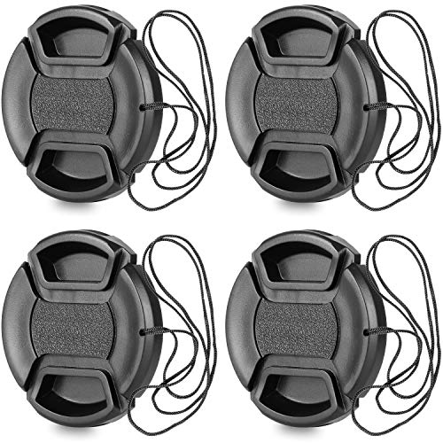 ChromLives 58mm Lens Cap with Lens Cap Leash Hole Bundle Compatible with Nikon Canon DSLR Cameras (58mm)- 4 Pack - Image 1