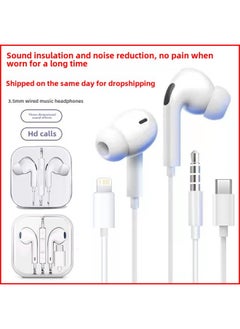Generic For Apple Wired Headset In-Ear Type-c Computer Huawei Sports Game Mobile Phone Bluetooth Wired Headset-Colour:2nd Generation Direct Plug-type-c Interface  - Image 2