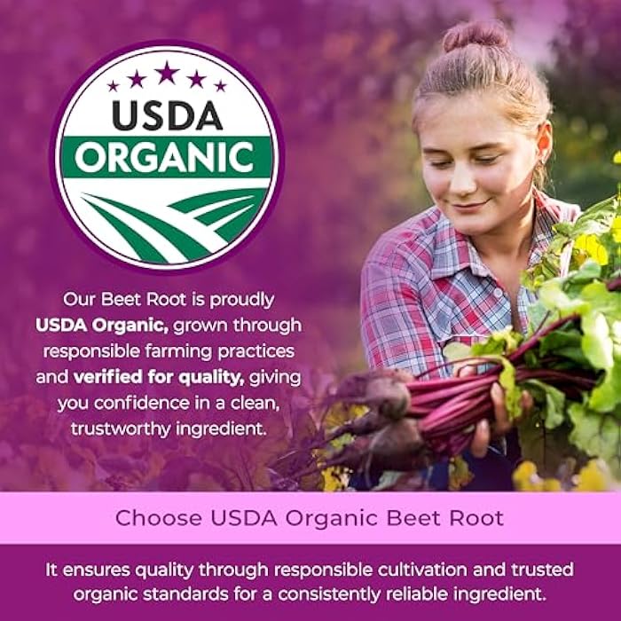 Vimerson Health USDA Organic Beetroot Supplement – Pure Beet Root Powder with Organic Black Pepper for Circulation, Energy & Stamina – Nitric Oxide Support for Pre & Post Workout Performance & Endurance – 60 Tablets - Image 4