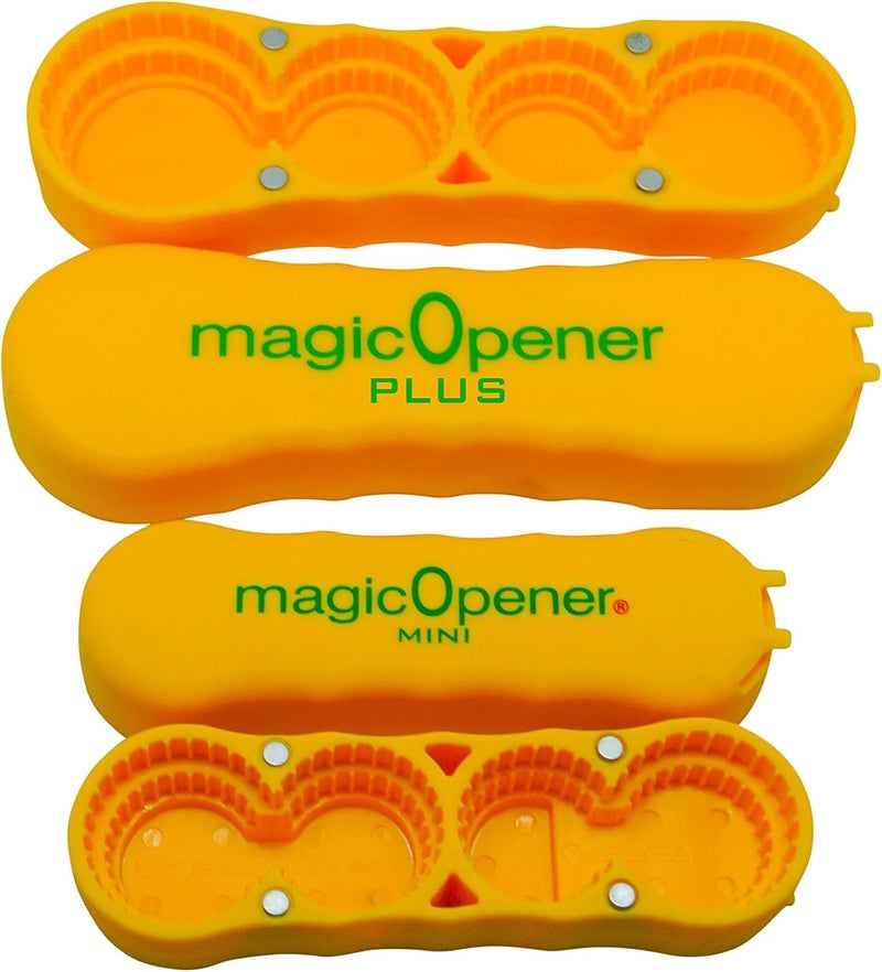 magic Opener COMBO – 1 mO MINI for small plastic caps & 1 mO PLUS for larger plastic caps See Pictures for Better Understanding – Soda Opener - Water Opener | Twist-off | Good for 16 sizes | Help Aids - Image 1
