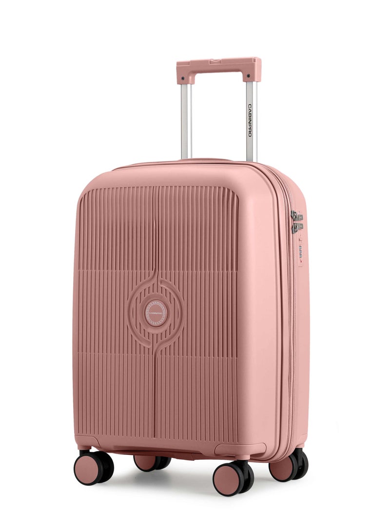 CABINPRO Unisex Expandable Carry On PP Fashion Trolley Lightweight Hard Shell Spinner luggage with 360° Degree 4 Twin Wheel and Double Zippers CP003 Rose - Image 1