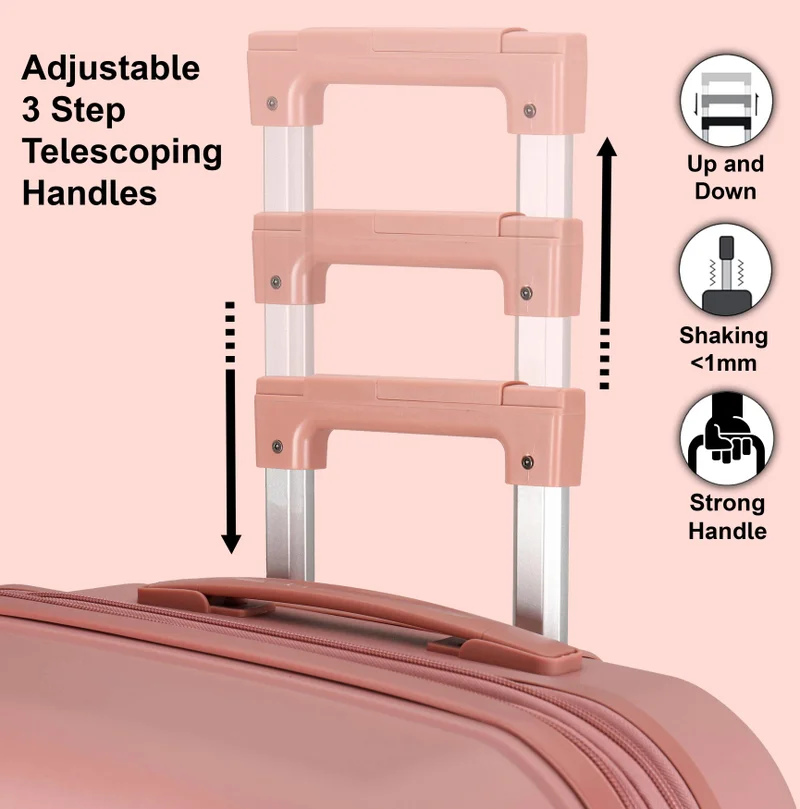 Cabinpro rose unisex expandable carry on pp fashion trolley lightweight hard shell spinner luggage with 360° degree 4 twin wheel and double zippers cp003 rose  | Best Price UAE