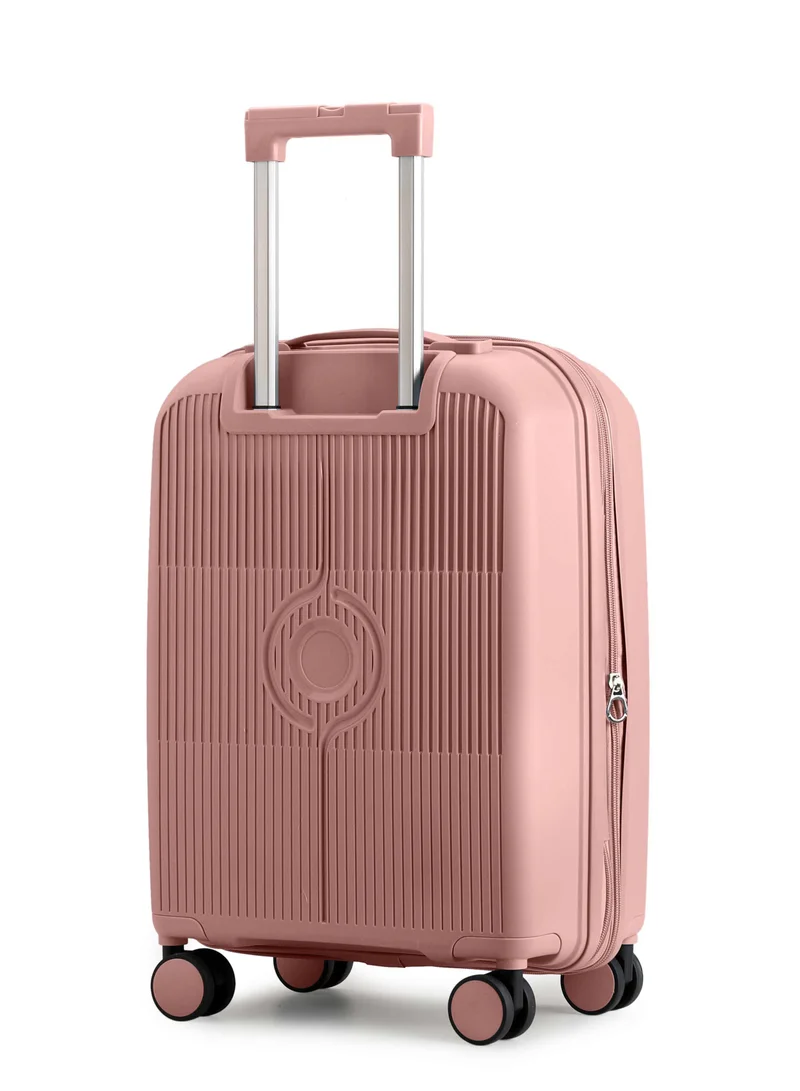 Cabinpro rose unisex expandable carry on pp fashion trolley lightweight hard shell spinner luggage with 360° degree 4 twin wheel and double zippers cp003 rose  | Best Price UAE