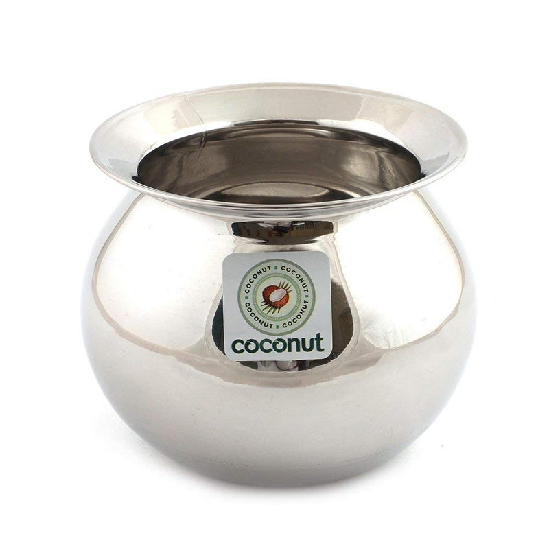 Coconut Stainless Steel Rice Pot with Lid | Gundu Pongal Pot | Rice Strainer & Multipurpose Cooker for Gas & Induction | Heavy Gauge Steel | Food Grade Stainless Steel | 15 cm | 1.5 Litre - Image 1
