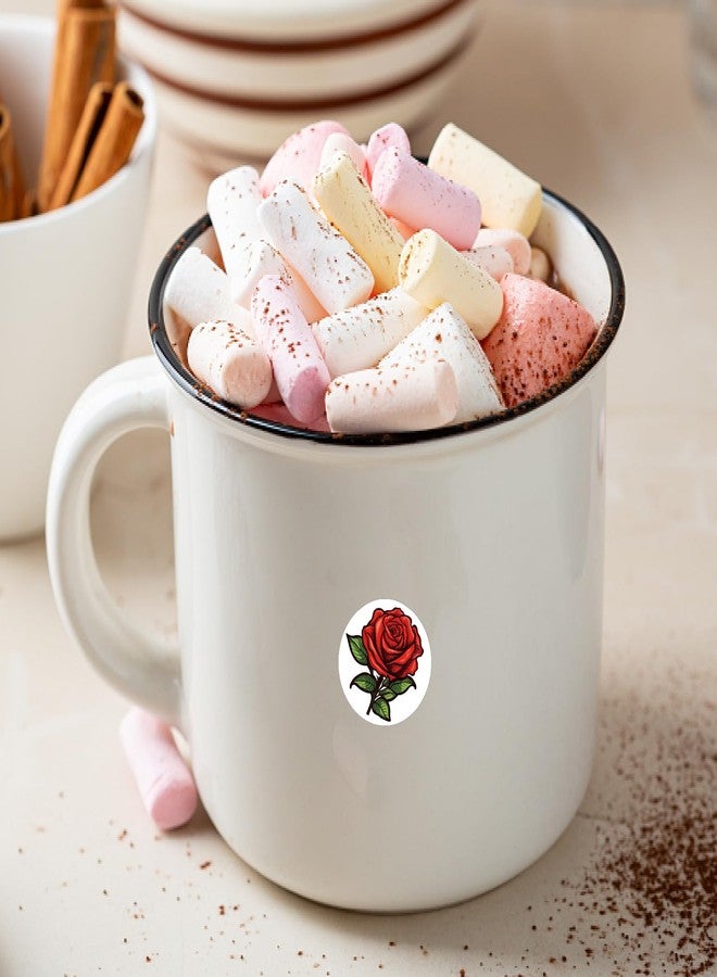 CREATCABIN 128Pcs 8 Sheets Red Roses Stickers Small Flower Sticker Self-Adhesive Plastic Waterproof Plant Decals Decor Plant Stickers for DIY Scrapbooking Envelope Journaling Helmet Crafts 0.98Inch - Image 5