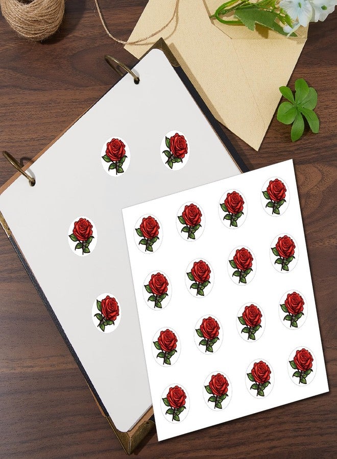 CREATCABIN 128Pcs 8 Sheets Red Roses Stickers Small Flower Sticker Self-Adhesive Plastic Waterproof Plant Decals Decor Plant Stickers for DIY Scrapbooking Envelope Journaling Helmet Crafts 0.98Inch - Image 4