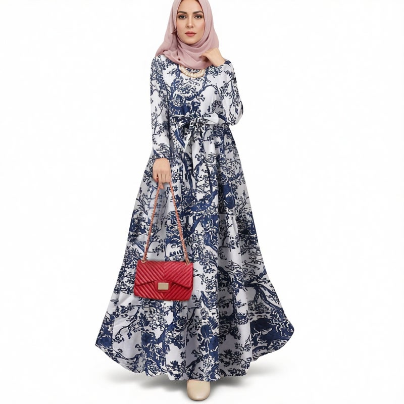 Retro Printed Loose Pullover Plus Size Dress - Image 1