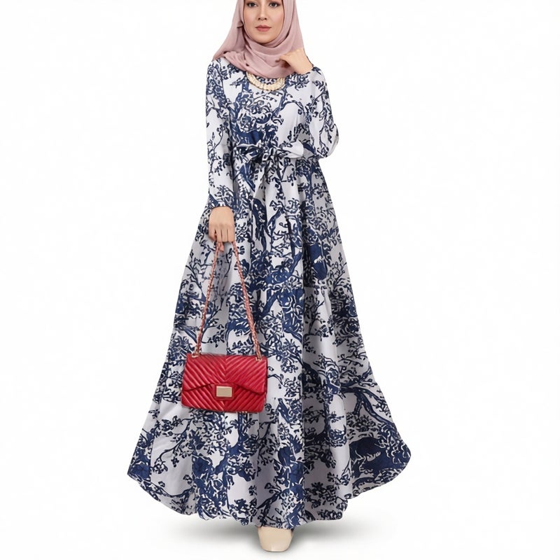 Retro Printed Loose Pullover Plus Size Dress - Image 2