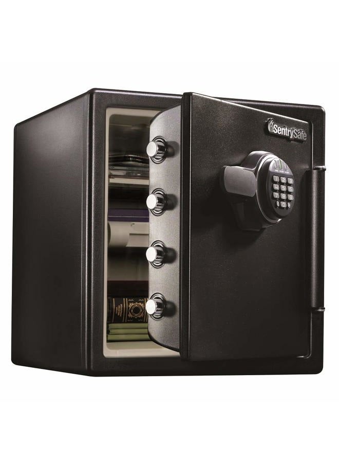 SentrySafe خزنة منزلية من الصلب مقاومة للحريق والماء مع قفل لوحة مفاتيح رقمية، خزنة مع صواني تنظيم داخلية، 1.23 قدم مكعب، 17.8 × 16.3 × 19.3 بوصة، SFW123EU، أسود - Image 1