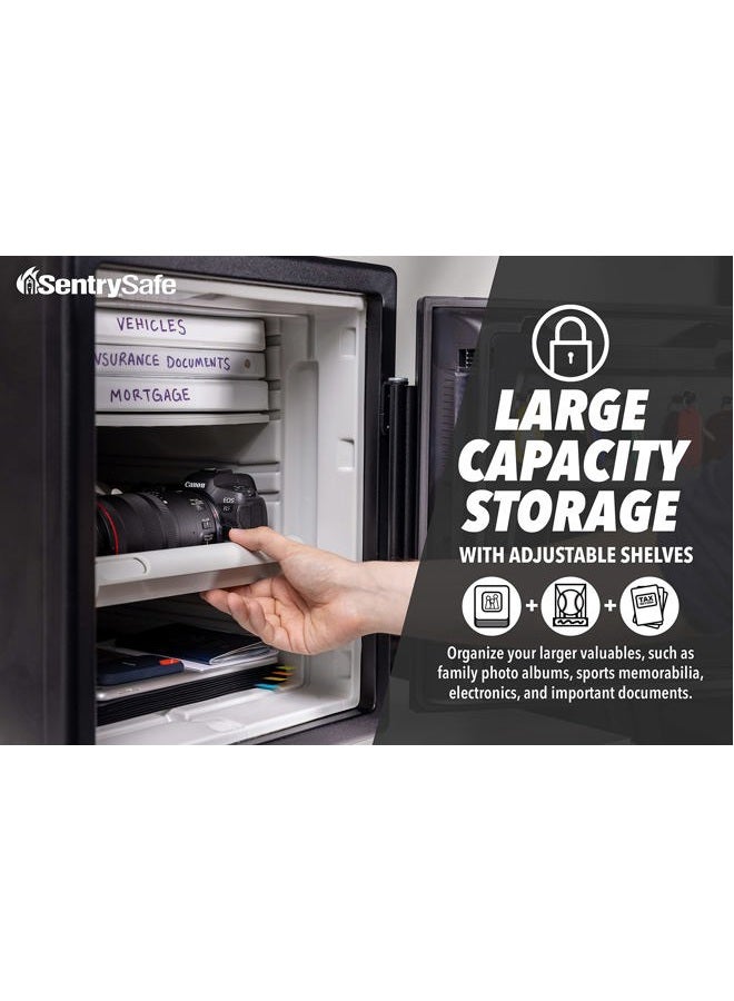 SentrySafe خزنة منزلية من الصلب مقاومة للحريق والماء مع قفل لوحة مفاتيح رقمية، خزنة مع صواني تنظيم داخلية، 1.23 قدم مكعب، 17.8 × 16.3 × 19.3 بوصة، SFW123EU، أسود - Image 4
