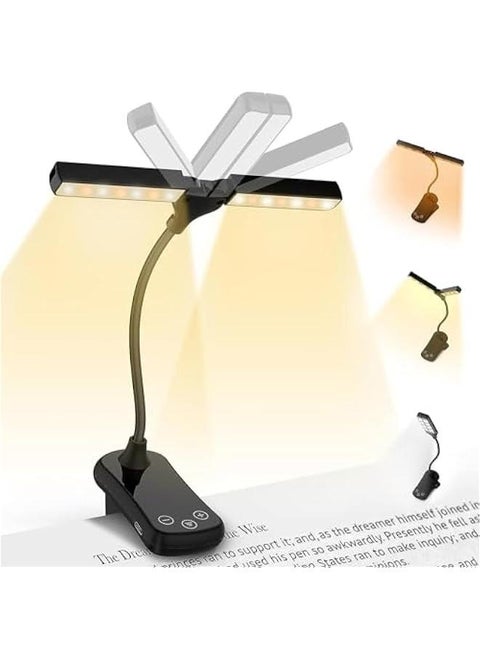 Book Light for Reading in Bed Portable&Adjustable Reading Lamp Reading Light with 3 Colors Small Desk Lamp for Readers(Black).