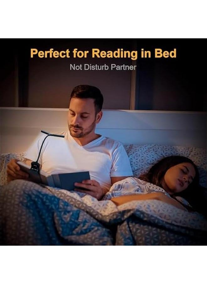 MOXO - Book Light for Reading in Bed Portable&Adjustable Reading Lamp Reading Light with 3 Colors Small Desk Lamp for Readers(Black). - Image 1