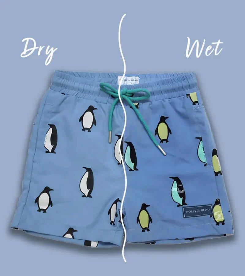 هولي وبو Boys penguin colour changing swim shorts