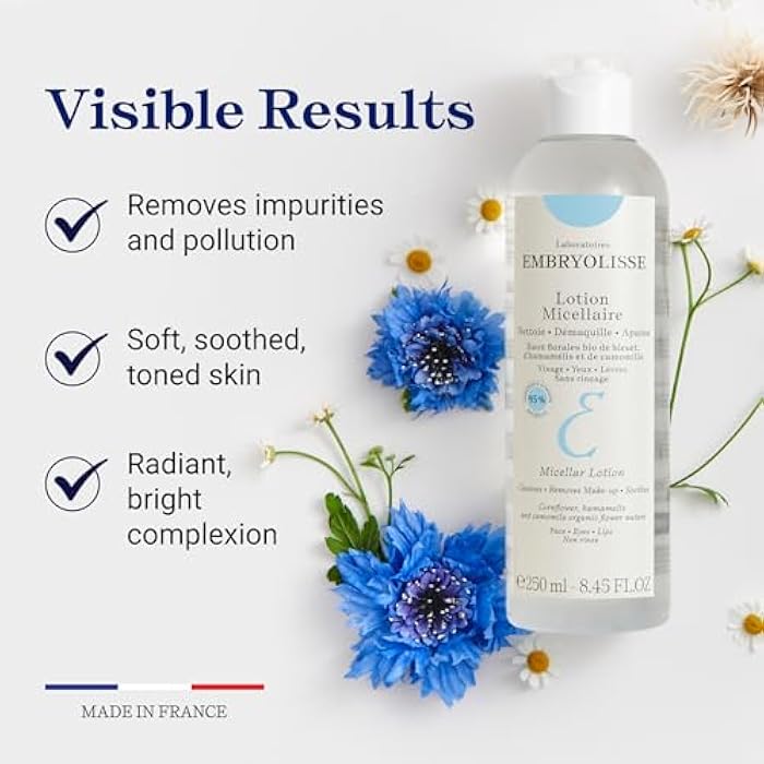 Embryolisse Micellar Lotion Makeup Remover for Sensitive Skin, Gentle Cleansing and Toning Floral Water with Chamomile, Cornflower & Witch Hazel, No-Rinse - Image 3
