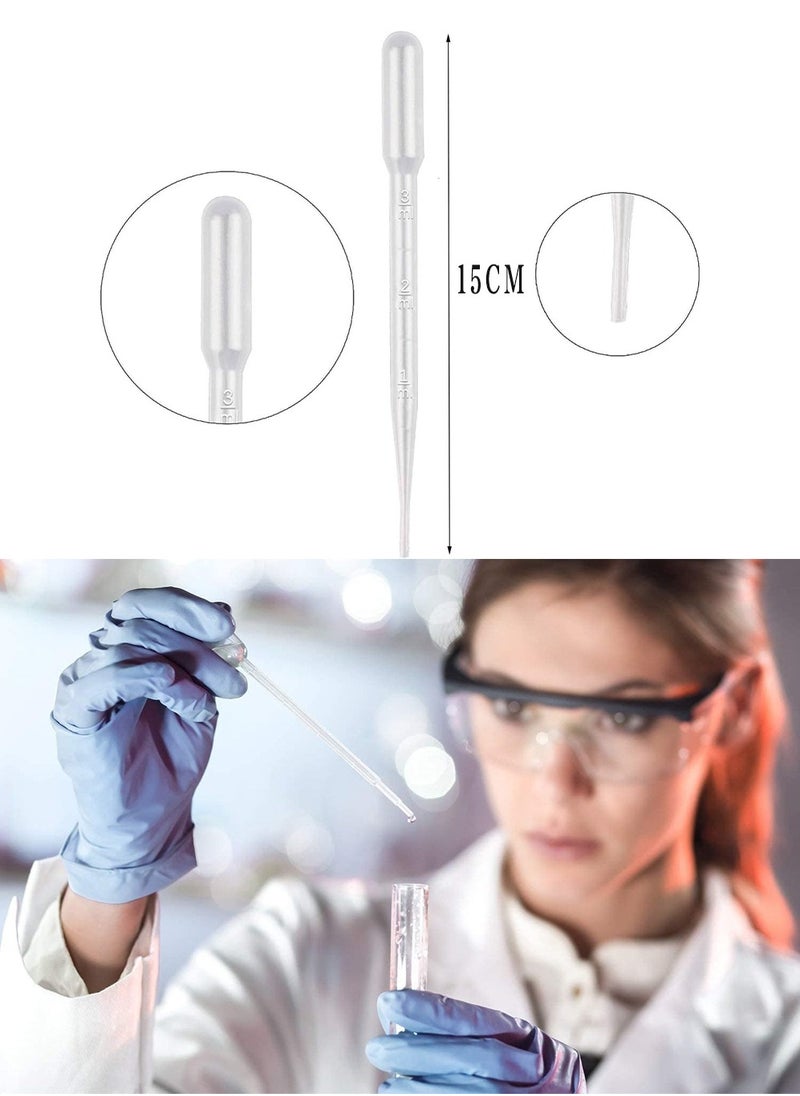 100PCS 3ML Pipettes,Disposable Pasteur Pipette,Eye Dropper,Plastic Liquid Droppers for Essential Oils,Graduated,Dispensing,Measuring, Watering,Interval 0.5ml,Clear