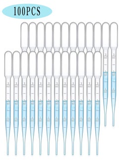 Generic 100PCS 3ML Pipettes,Disposable Pasteur Pipette,Eye Dropper,Plastic Liquid Droppers for Essential Oils,Graduated,Dispensing,Measuring, Watering,Interval 0.5ml,Clear  - Image 1