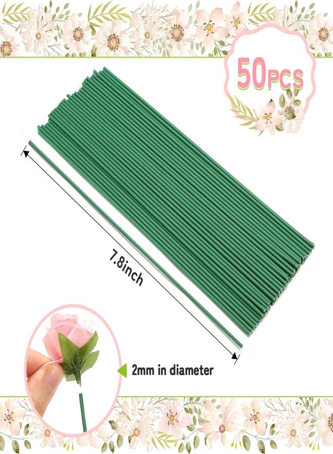 Kesote Floral Wire Stems, 50 Pieces, Thick Flower Rose Bud Stems, 8 Inches - Image 3
