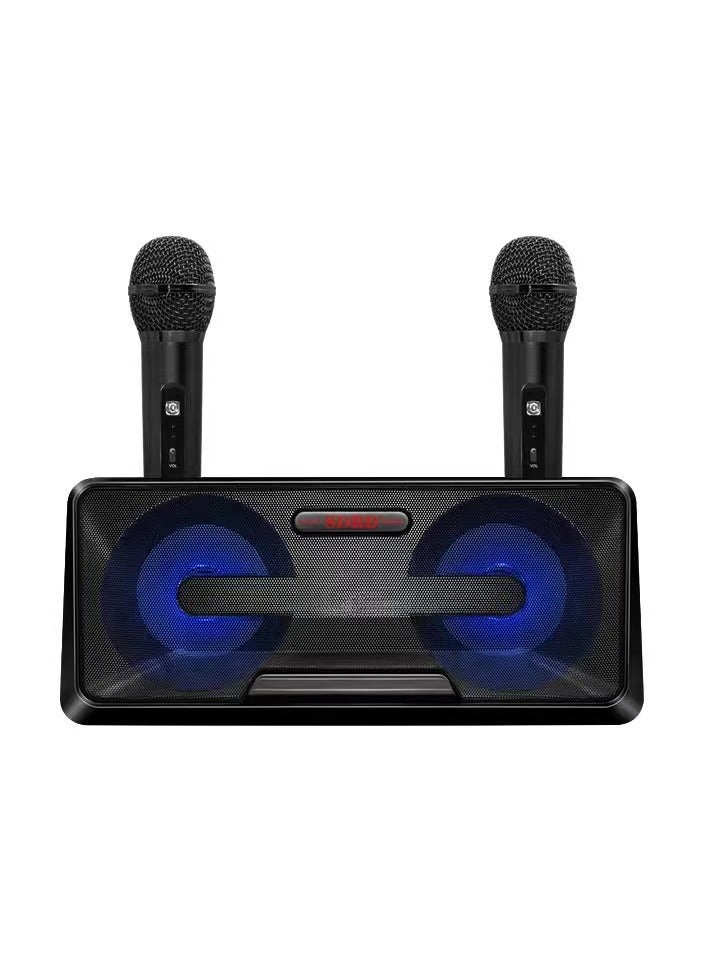 SDRD Microphone 2 in 1 Family Portable Wireless Live Dual Bluetooth Speaker Wireless with Dual Microphones  - Image 1