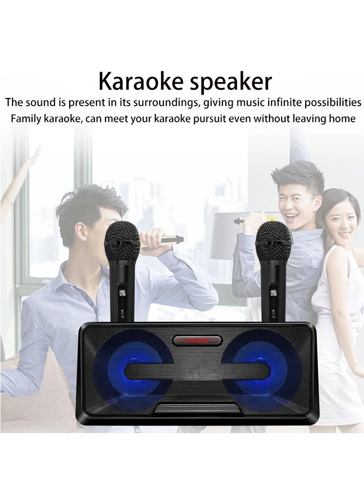 SDRD Microphone 2 in 1 Family Portable Wireless Live Dual Bluetooth Speaker Wireless with Dual Microphones  - Image 2