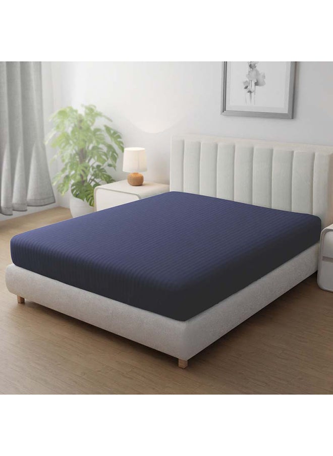 Hotel Linen Klub Hotel Linen Klub Stripe Microfiber  Navy Blue Fitted Sheet  - Image 1