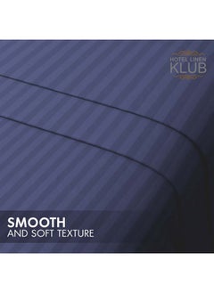 Hotel Linen Klub Hotel Linen Klub Stripe Microfiber  Navy Blue Fitted Sheet  - Image 5