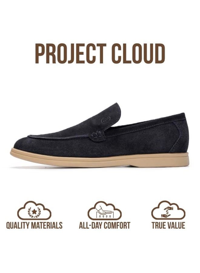 Project Cloud Mens Shoes 100% Genuine Leather with Memory Foam Insole Venetian Loafers for Men Footwear - Non Slip Moccasins Loafer Mens Casual Shoes (Mark), Navy Suede, 12 - Image 4