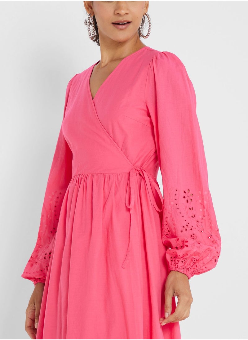 YAS - V-Neck Tie Detail Dress - Image 1
