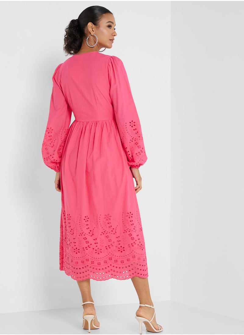 YAS - V-Neck Tie Detail Dress - Image 1
