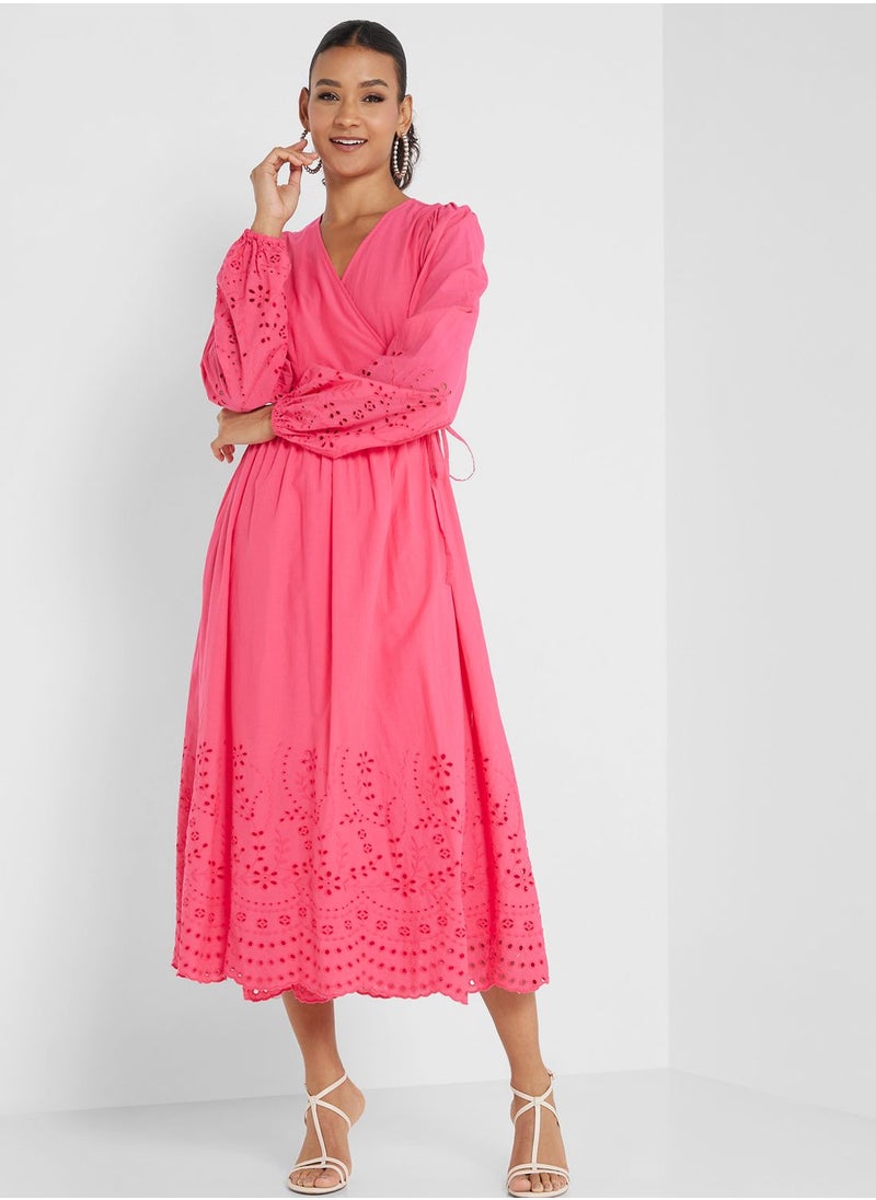 YAS - V-Neck Tie Detail Dress - Image 1