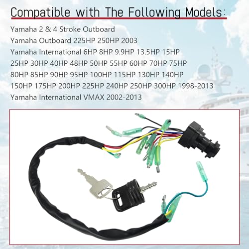 QFISH 703 82510 43 00 Remote Control Box Ignition Switch Key Assembly Fit for Yamaha 2 & 4 Stroke Outboard 6-300 HP Motors Replace 703-82510-42-00 703-82510-44-00 - Image 3