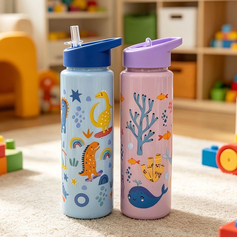 Purple 27.05oz Dinosaur Animal Cartoon Themed Straw Cup Cute Portable Best Gift For Outdoor Camping Summer - Image 4