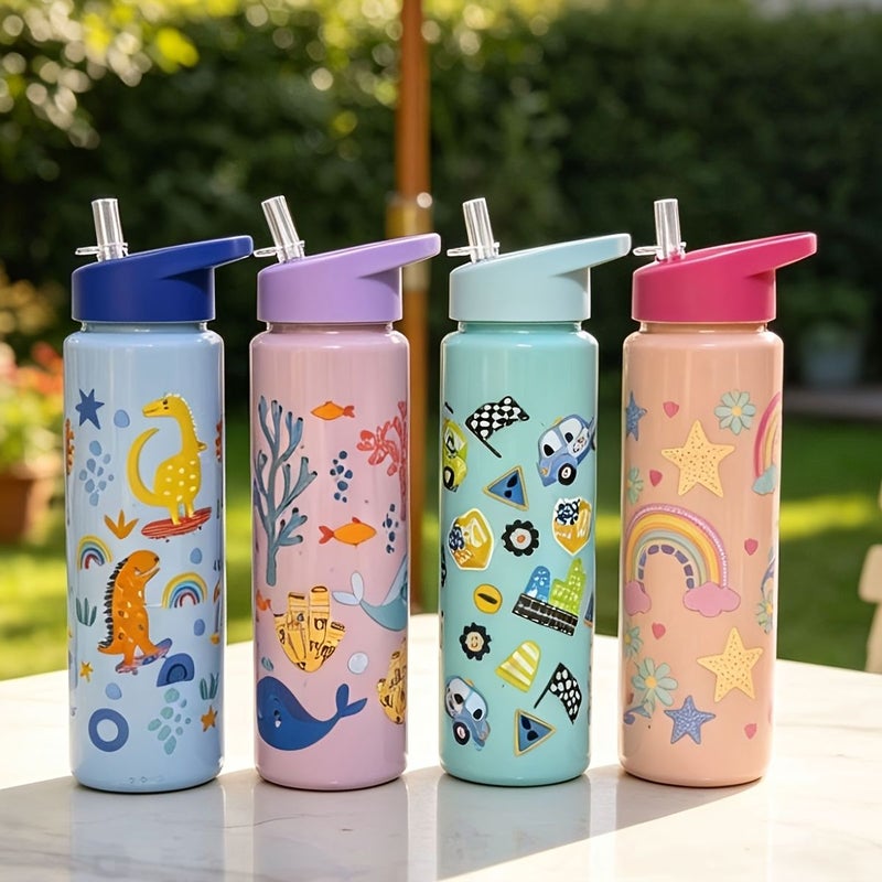 Purple 27.05oz Dinosaur Animal Cartoon Themed Straw Cup Cute Portable Best Gift For Outdoor Camping Summer - Image 1