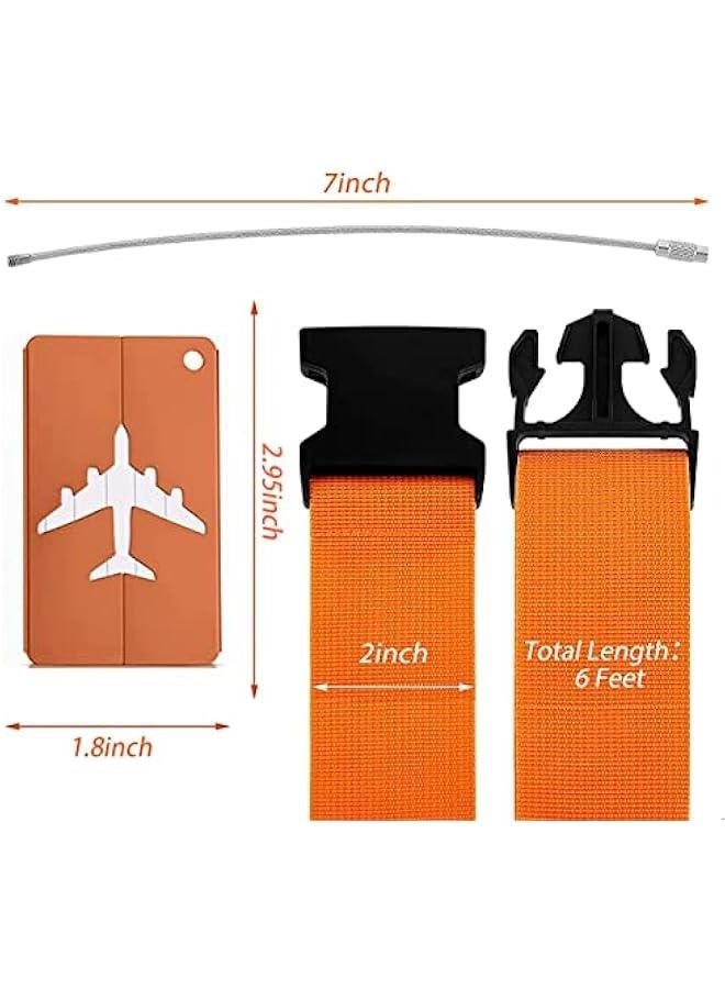 Luggage Strap Suitcase Strap Adjustable Elastic Luggage Strap Aluminum Luggage Tag Anti-Lost Tag Card 5-Piece Travel Accessories Set for Trolley Luggage Bag Travel Accessories - Image 2