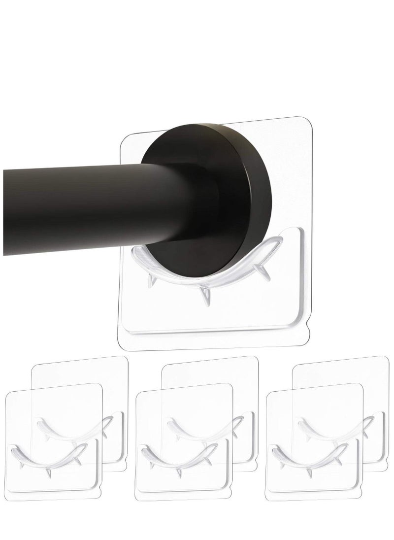6 Piece Adhesive Shower Curtain Rod Holder, Adhesive Wall Mounted Shower Rods Holder Drill-Free Install, Adhesive Rod Mount Retainer, No Drilling, Not Include Shower Curtain Rod - Image 1