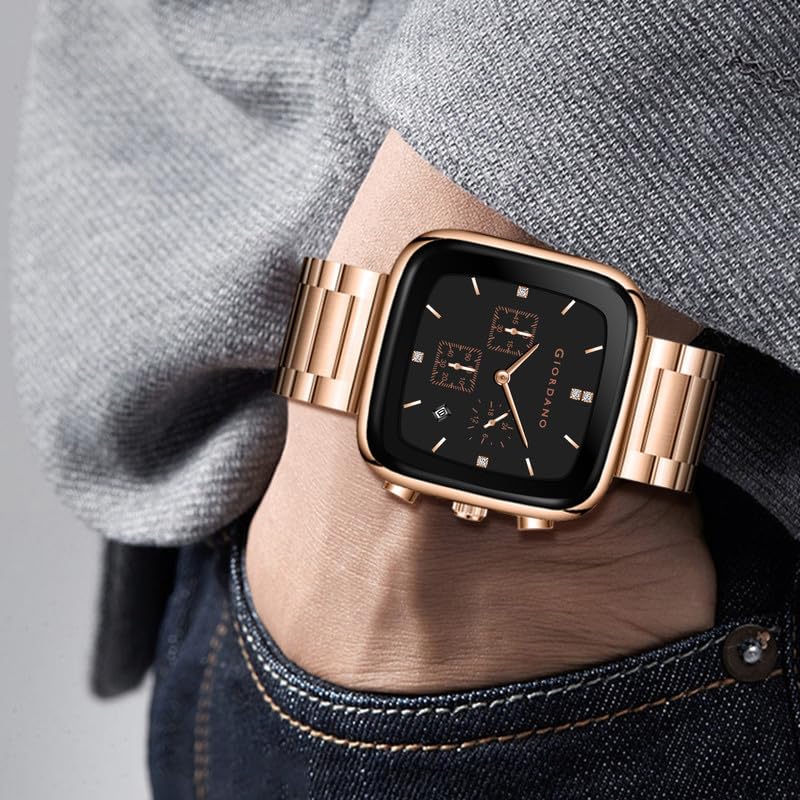 Giordano Square Face Watch for Men – Multifunction Dial with Date Display, Sleek Stainless Steel Strap, Modern Design for Everyday Elegance - Image 2