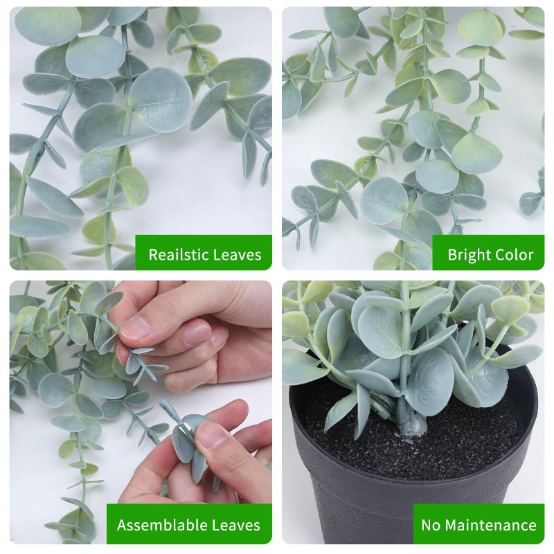 COCOBOO 3pcs Hanging Fake Plants  Artificial Hanging Plants Fake Potted Eucalyptus for Wall Room Home Patio Indoor Outdoor Decor - Image 3