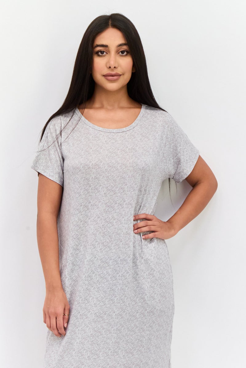 Christian Siriano Women Heather Short Sleeves Sleepwear Dress, Gray - Image 4