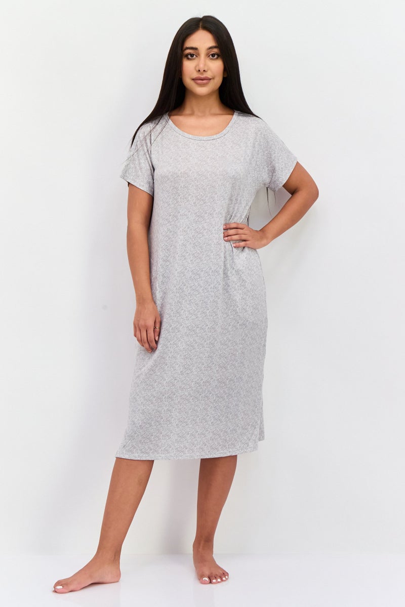 Christian Siriano Women Heather Short Sleeves Sleepwear Dress, Gray - Image 1
