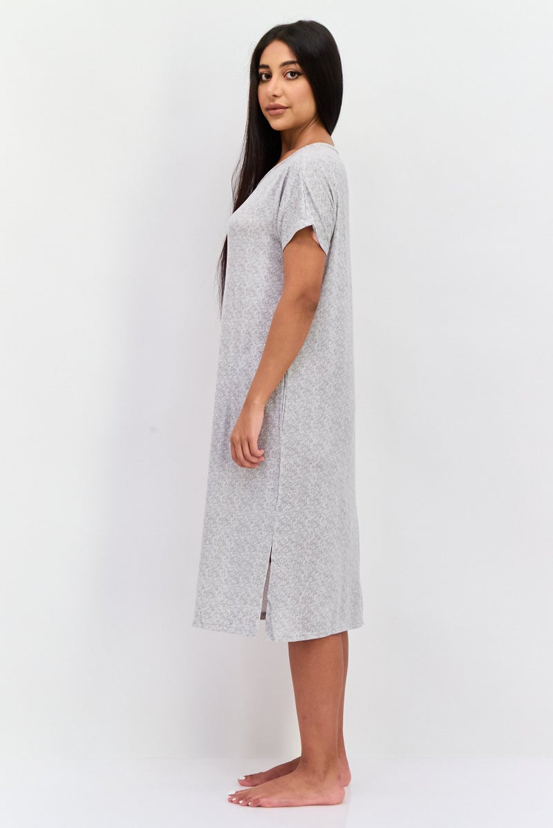 Christian Siriano Women Heather Short Sleeves Sleepwear Dress, Gray - Image 3