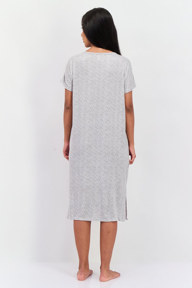 Christian Siriano Women Heather Short Sleeves Sleepwear Dress, Gray - Image 2