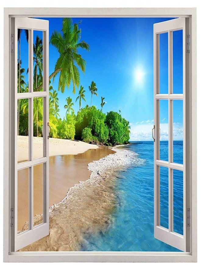 PAPER PLANE DESIGN Wall Sticker for Living Room, Bedroom, Hall, Kitchen Decor | Beach Window | PVC Vinyl | Pack of 1 (60 cm x 90 cm)_des52