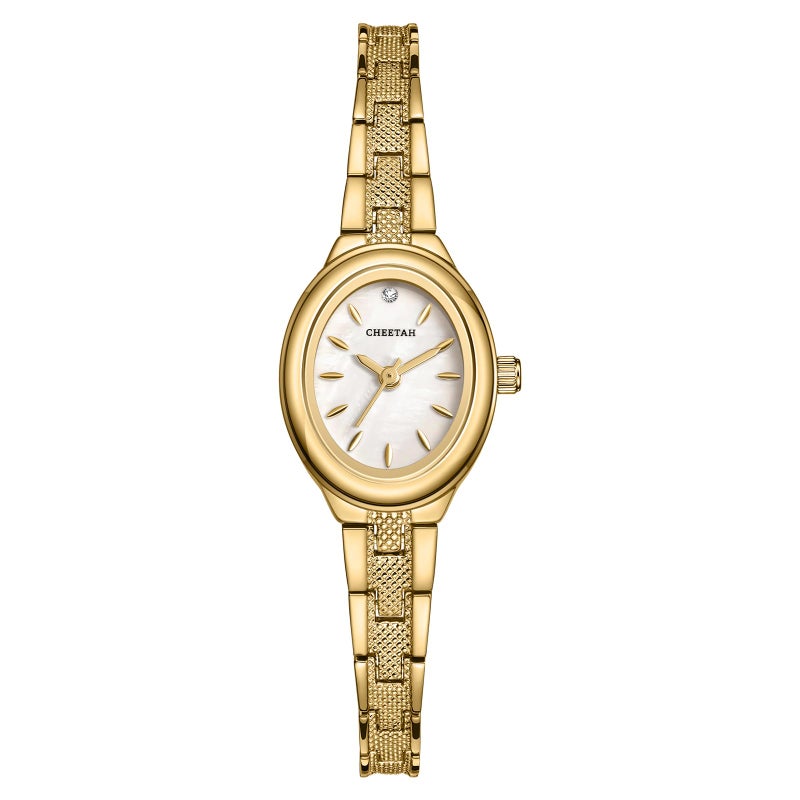CHEETAH Womens Gold Dainty Watch with Classic Retro Bracelet Oval Case and Minimalist DialGift for Her - Image 2