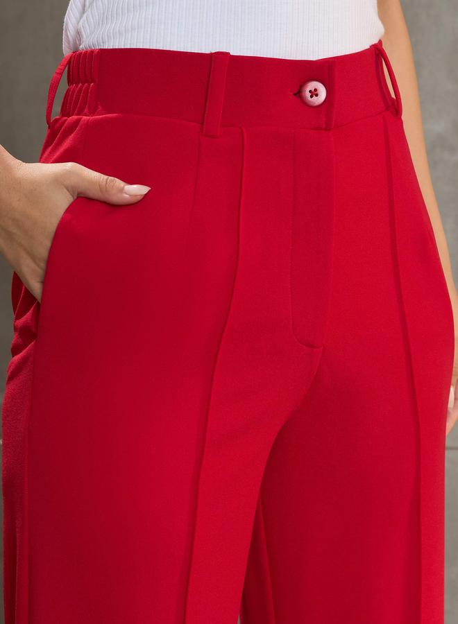 ساسافراس بنطلون ساسافراس نسائي أحمر بخصر أمامي مستقيم - Image 4