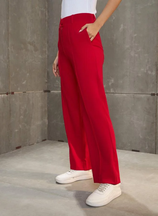 SASSAFRAS Sassafras Women Red Front Darted Straight Pants
