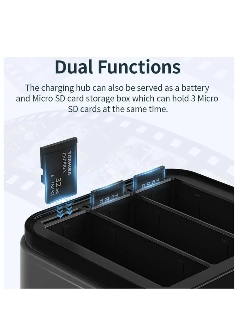 Battery Charger For Insta360 Ace Pro / Ace Fast Charge Hub Battery Charging Stand with 3 Charging Slots  - Image 4