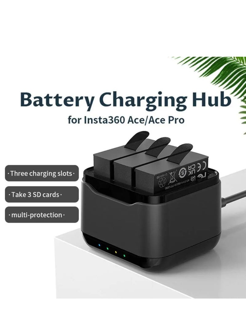 Battery Charger For Insta360 Ace Pro / Ace Fast Charge Hub Battery Charging Stand with 3 Charging Slots  - Image 2