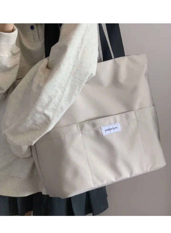 Women's Tote Bag Aesthetic Solid Color Students Casual Handbag Shoulder Bag Large Capacity Oxford Reusable Shopping Beach Bag - Image 1