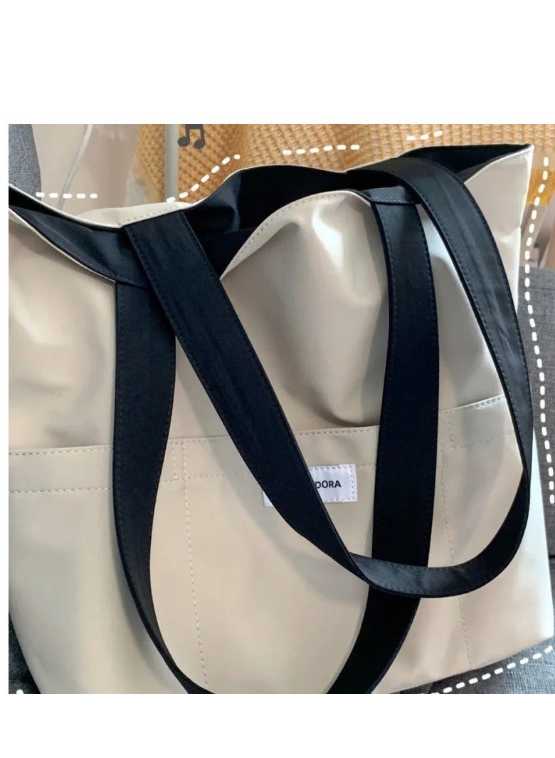 Women's Tote Bag Aesthetic Solid Color Students Casual Handbag Shoulder Bag Large Capacity Oxford Reusable Shopping Beach Bag - Image 4