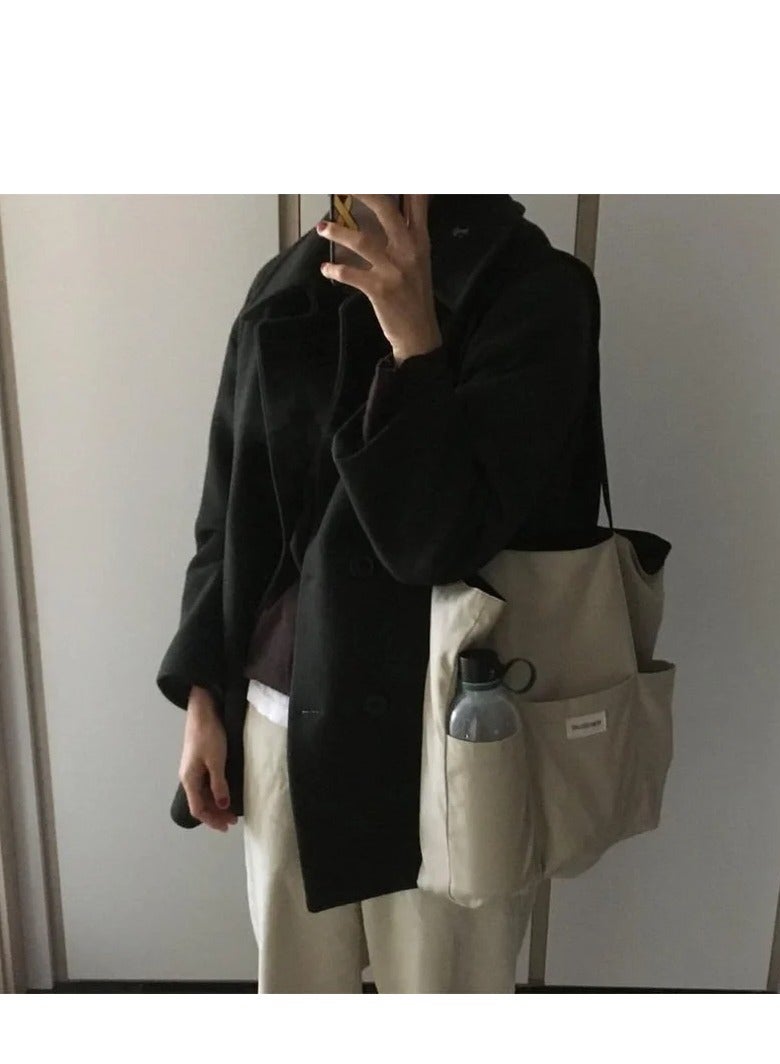Women's Tote Bag Aesthetic Solid Color Students Casual Handbag Shoulder Bag Large Capacity Oxford Reusable Shopping Beach Bag - Image 5