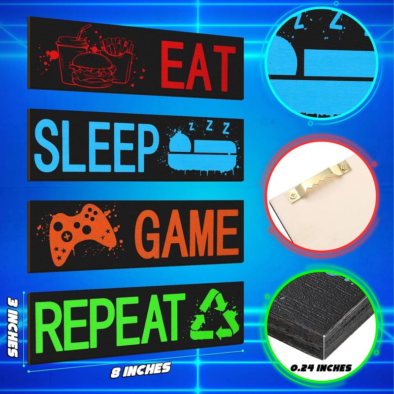 Queekay Nationwide delivery 4 Pcs Gaming Wall Decor for Room Gaming Decorations Signs Printed Video Game Wall Art Colorful Gaming Posters for Game Themed Room Wall, 8 x 3 Inch(Modern,Bright Color) Leakproof sealed - Image 2